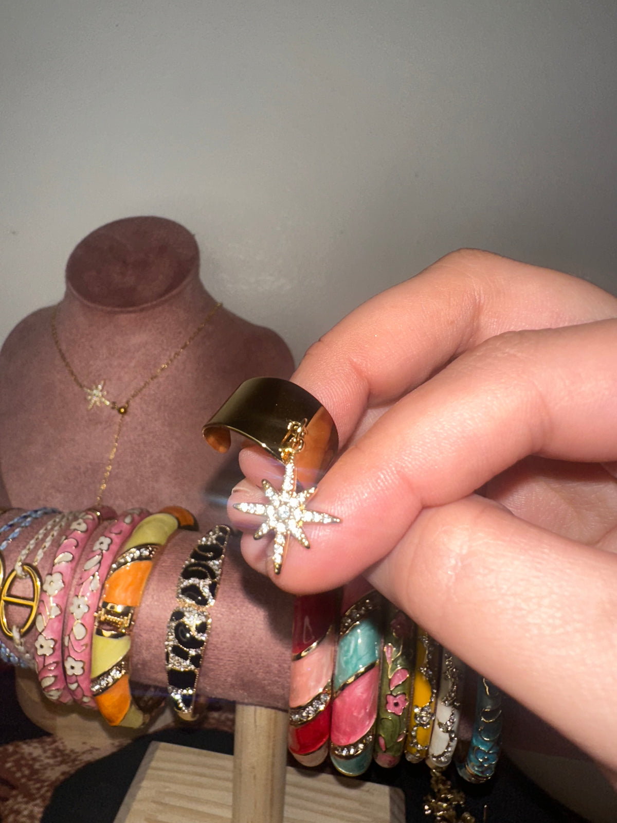Bague céleste ajustable et réglable en doré acier inoxydable