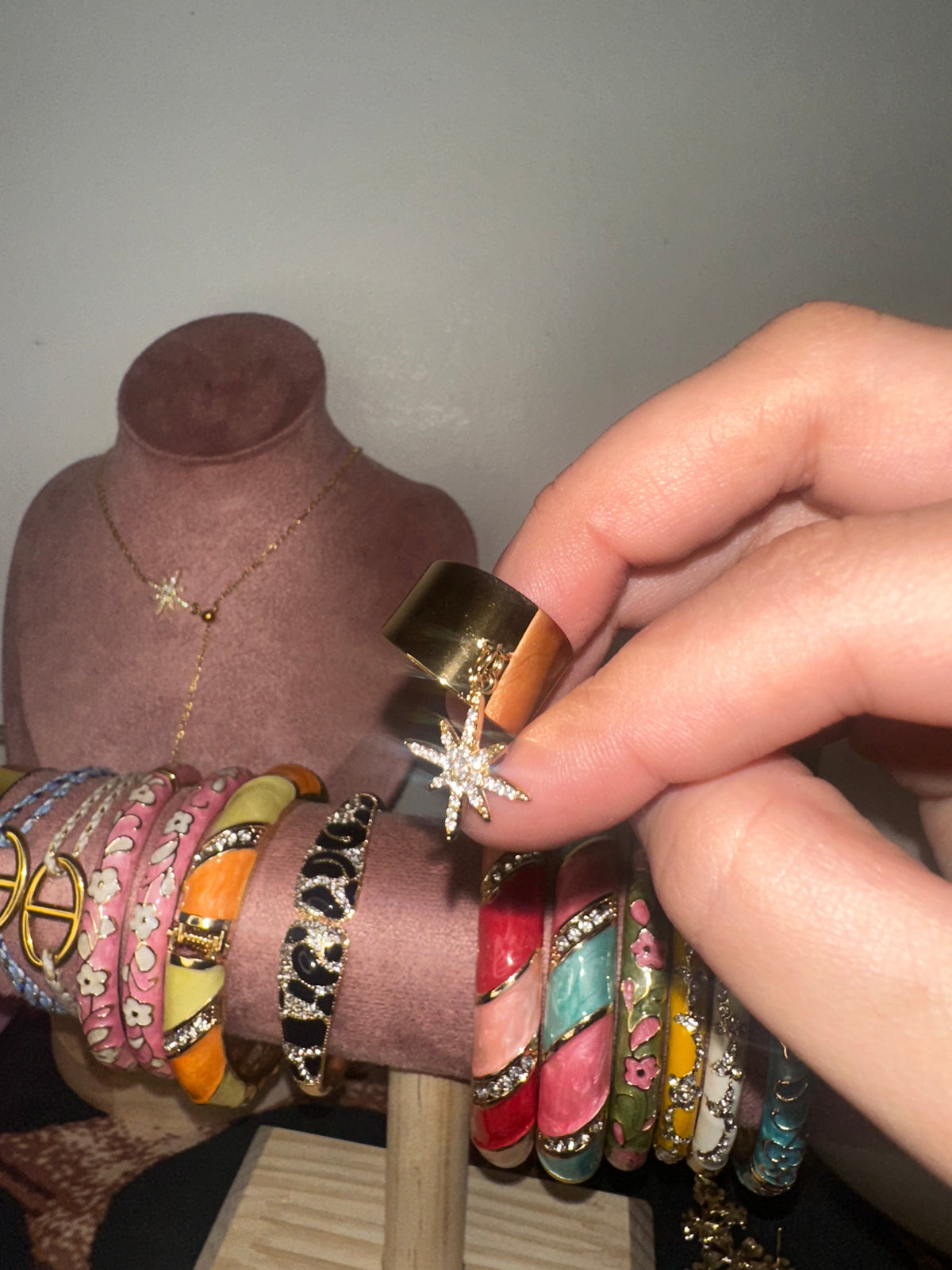 Bague céleste ajustable et réglable en doré acier inoxydable